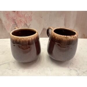 Vintage McCoy Pottery USA #7025 Brown Drip Glaze Coffee Cups Mugs MCM